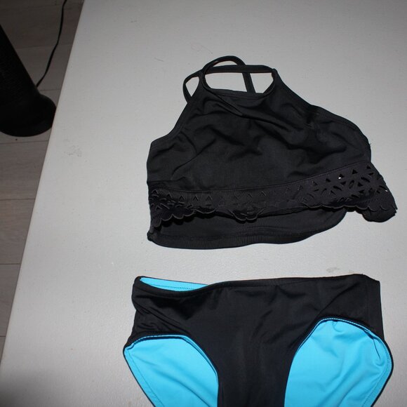 Blue & Black 2 Pcs Justice Bikini Swimsuit Size 7 - Picture 2 of 13
